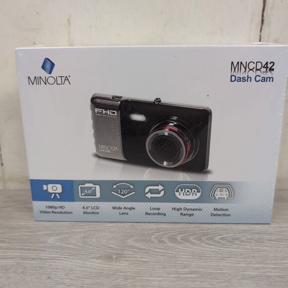 Minolta MNCD42 Dash Cam 1080p HD 4" LCD Blue Brand New Sealed
